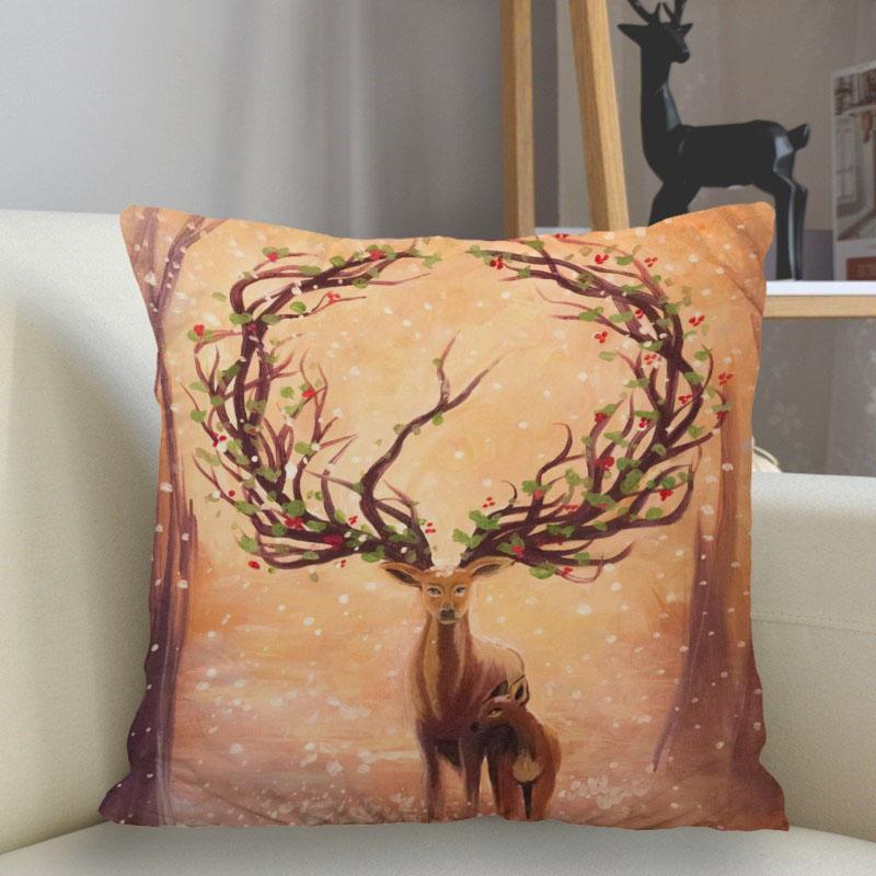 Bedroom Living Room Home Decor Cushion Cover Fantasy Fawn Art Pillowcase Square