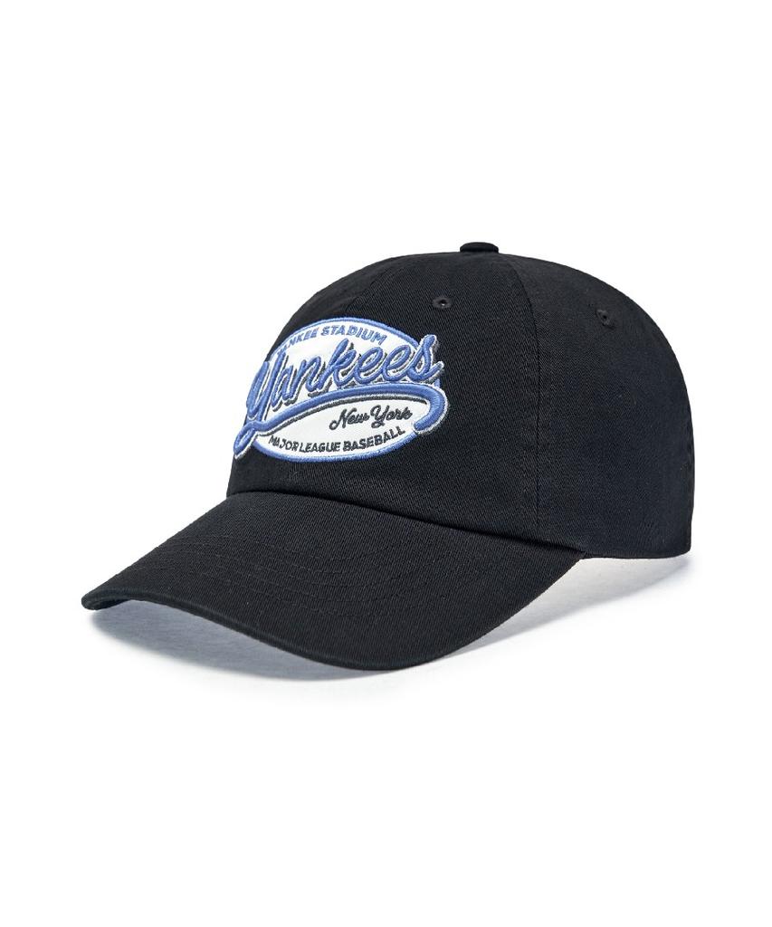 Emelbi Street Oval Cursive Unstructured Ball Cap Ny (Black)