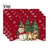 Holiday Party Supplies 4Pcs Christmas Linen Placemat Set, Cartoon Snowman Gingerbread Gnome Table Pattern Placemats Mat, Heat Resistant Place Mat for