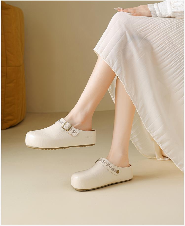2026 Spring/Summer New Boken Cool Slippers for Lazy Women, Thick Bottom Outskirt, Retro Baotou Half Slippers
