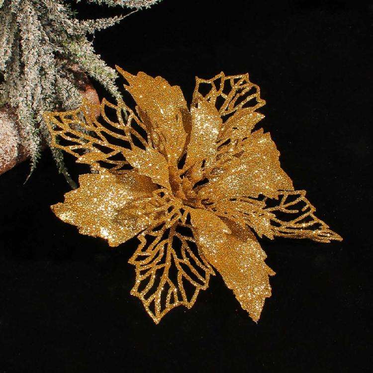 Artificial Glitter Christmas Flower Set of 6 Decorative Wreaths Wedding Party