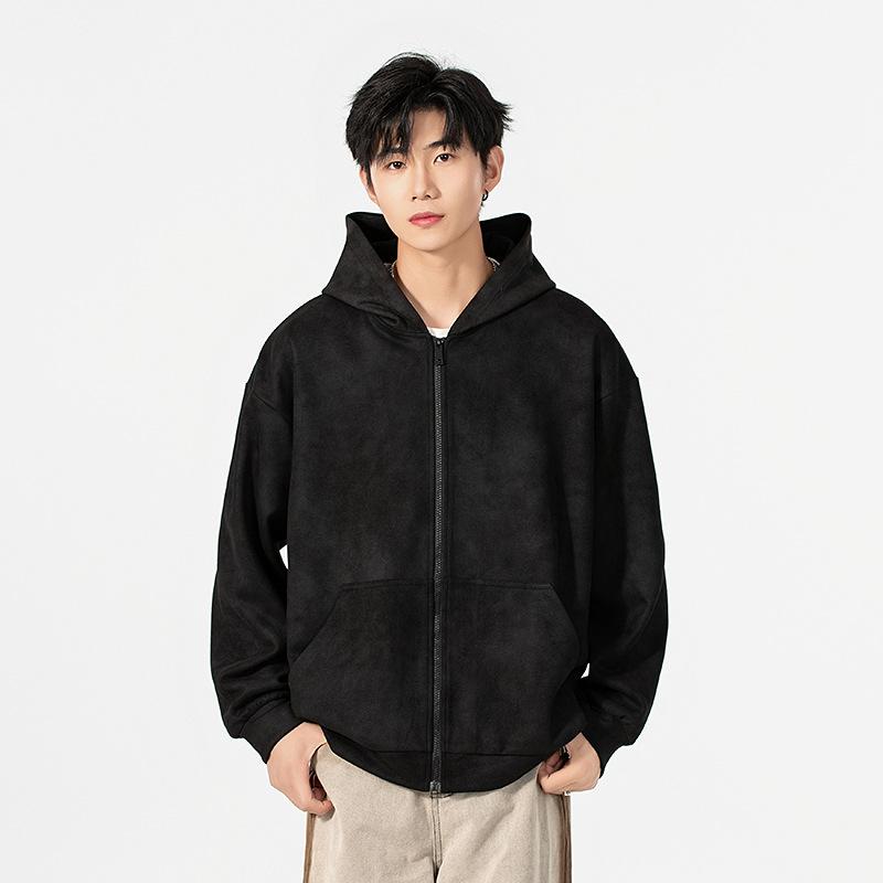 American Vintage Sweater Men's Hooded Spring and Autumn Loose Teen Student Cardigan Top Jacket