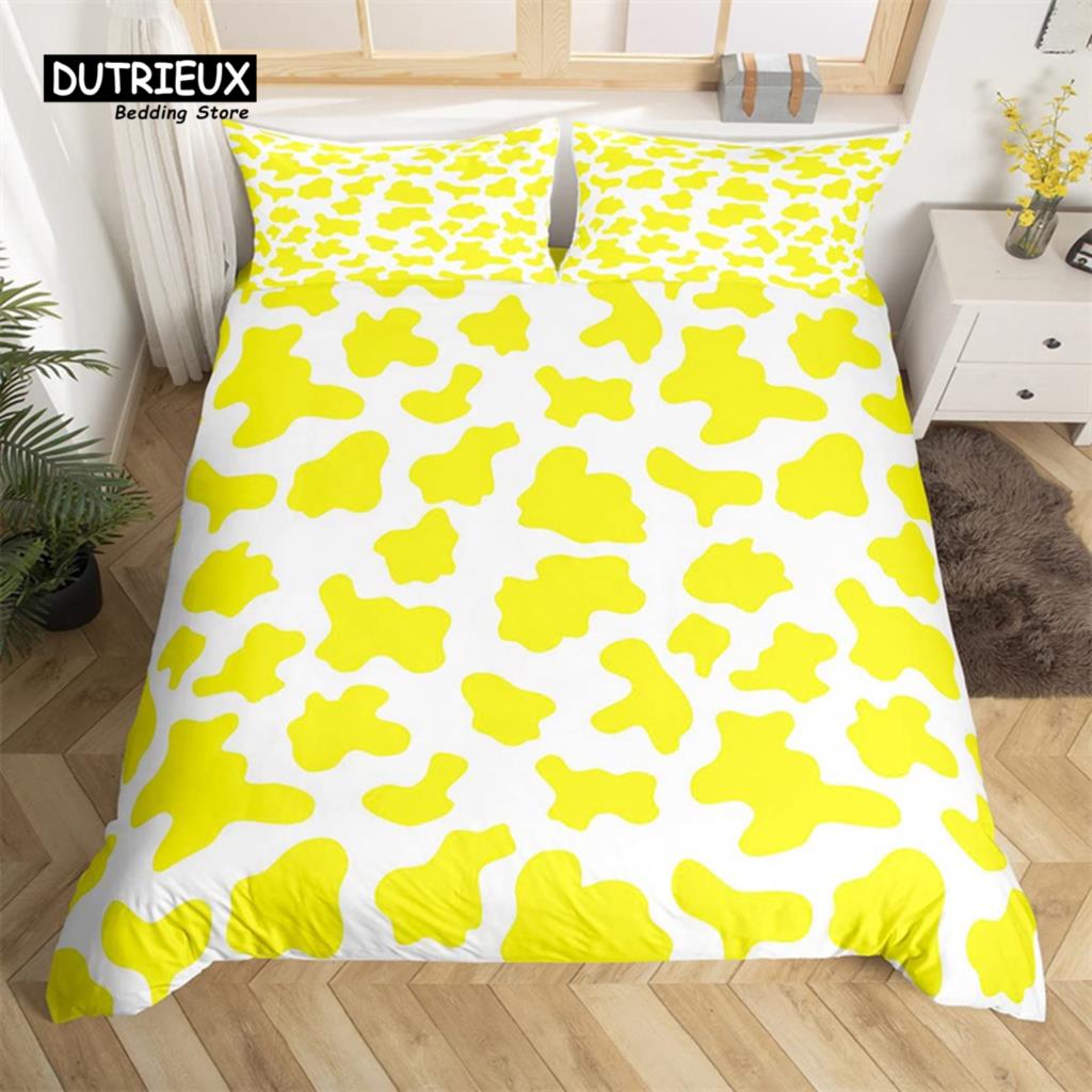 Cowhide Duvet Cover Milk Cow Print Bedding Set Microfiber Western  Farm Animal Skin Quilt Cover Full For Boys Girls Kawaii Room
