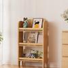 Child-Safe Solid Wood Book Organizer Slim Floor Bookcase with Wall Support Creative Narrow Storage Shelf for Bedroom&Living Room