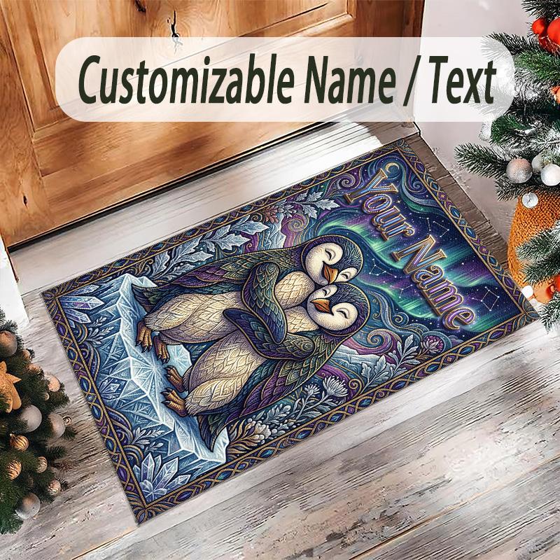 Valentine Love Theme Crystal Velvet Rug Personalized Custom Name Text Soft Floor Mat Home Decor
