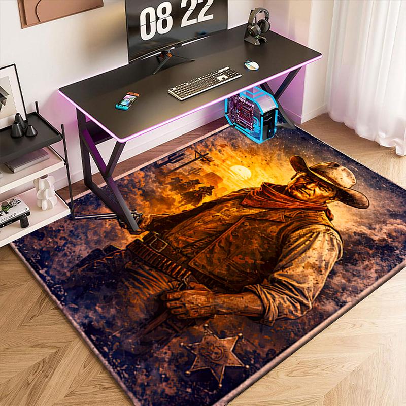 1pc John Wayne's Art Painting Carpet Rug for Living Room Bedroom Home Sofa Decoration,Kids Play Non-slip Floor Mat