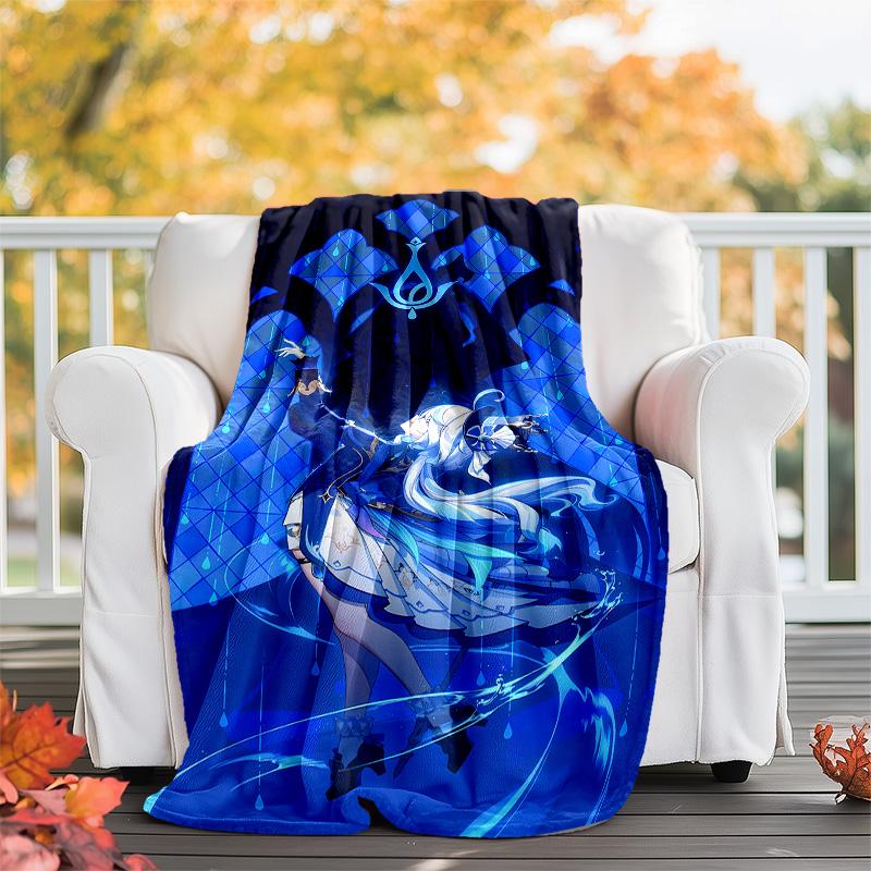 Coperta in pile stampata Genshin Impact Furina—leggera, morbida, calda;coperta versatile per tutte le stagioni—perfetta come coperta per l'aria condizionata, coperta per il riposino
