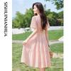Si Shui Nian Hua Women's Elegant Pink A-Line Midi Dress