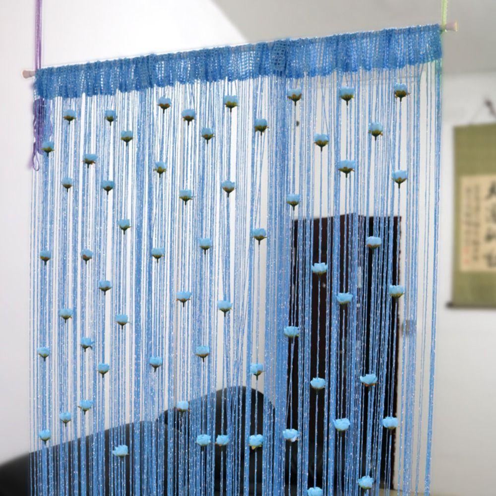 Shiny Door Curtain Room Divider Tassel Window Curtain Rose Flower String Curtain  Home Decor