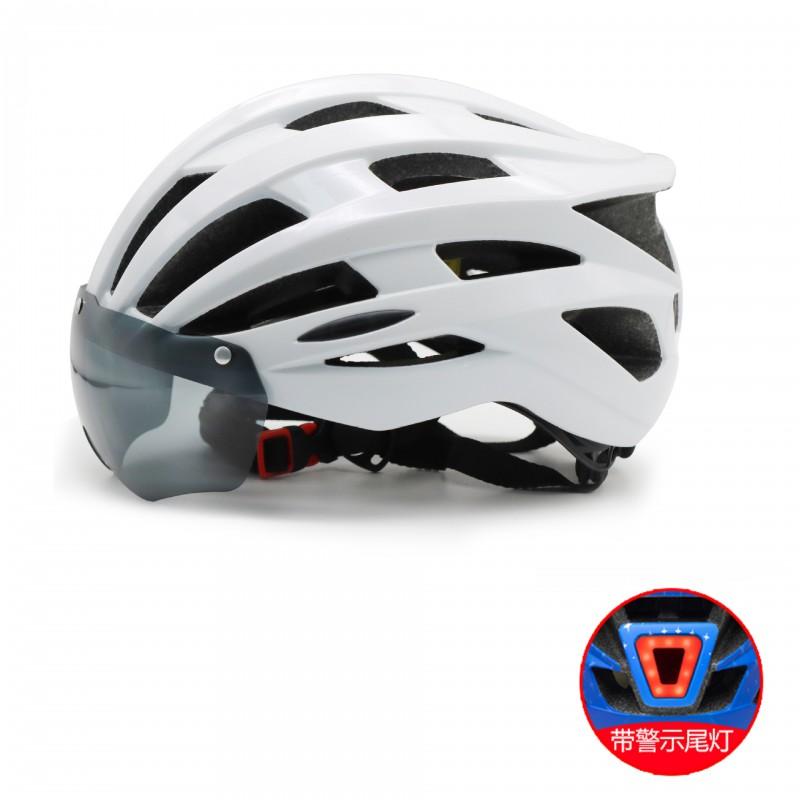 Integrated Cycling Helmet With Magnetic Goggle Clip USB-Rechargeable Rear Light PC Shell Road Bike Riders