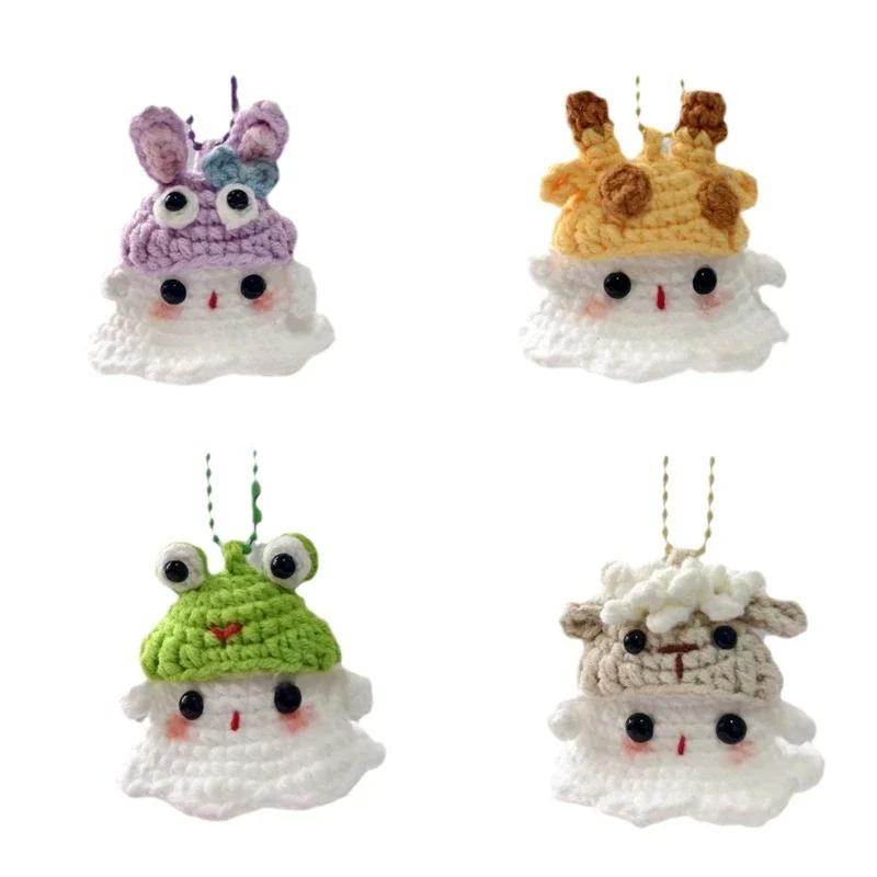 Crochet Ornament Finished Positive Figures Crochet Animals Ghost Desk Accessory Home Office Decor Christmas New Year Party Gift