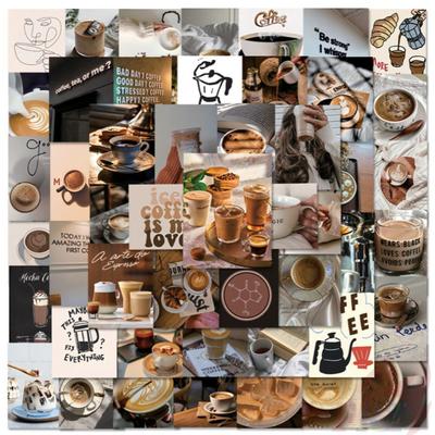 50 bucăți/set mini autocolante pentru poster de cafea, autocolante, autocolante, autocolante, impermeabile, de modă
