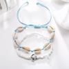 2Pcs Retro Style Beach Tortoise Shell Beads Push-pull Anklet Chain Set