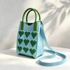Women's Korean Style Knitted Small Square Crossbody Bag - Lightweight 3-in-1 Phone and Handheld Heart-Weave Design.