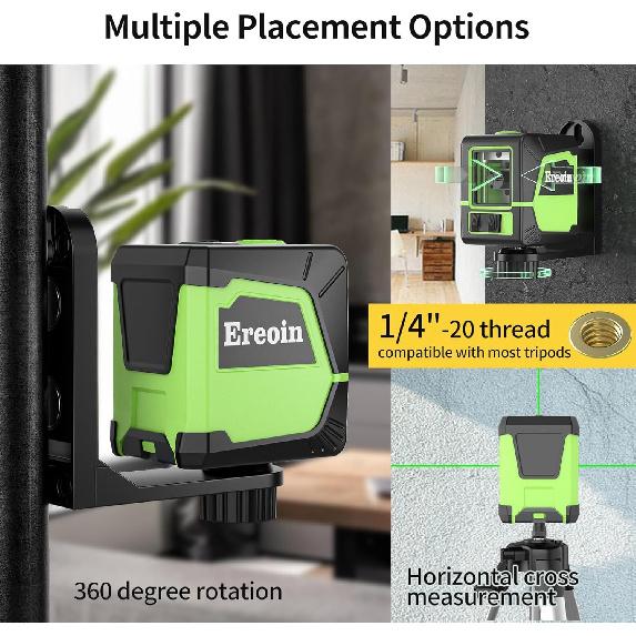 Laser Level Self-leveling Green Cross Laser Tool with Vertical and Horizontal Lines,360 Degree Rotation Self-leveling mode&IP54 Waterproof for