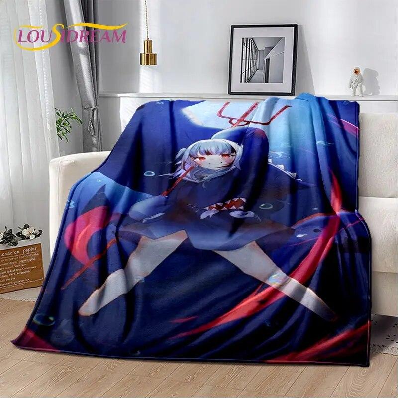 Gawr Gura Hololive Cute Anime Soft Plush Blanket,Flannel Blanket Throw Blanket for Living Room Bedroom Bed Sofa Picnic Cover Kid
