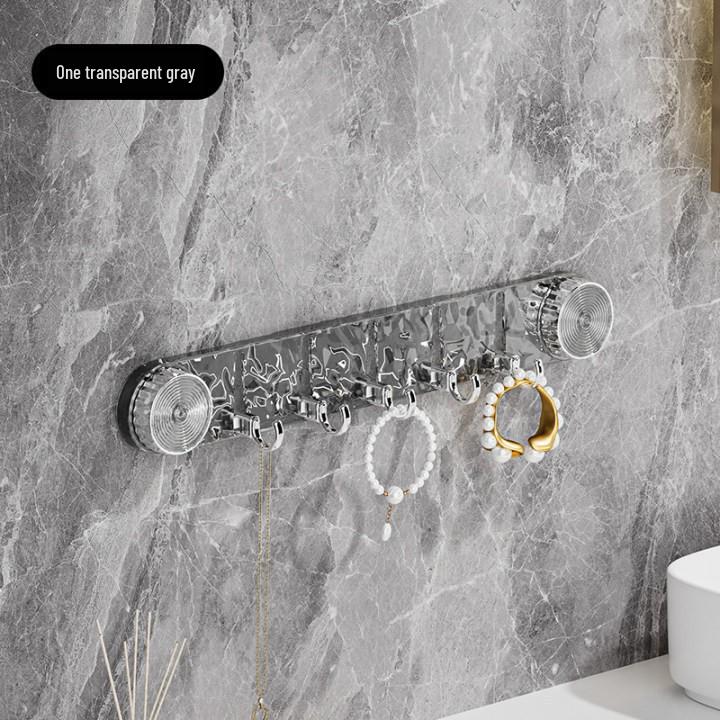 Rotating Suction Cup Fishing Hook Hanger - No-Drill, Strong Load-Bearing, Water Ripple Design, Bathroom/Toilet Door Wall Storage Rack