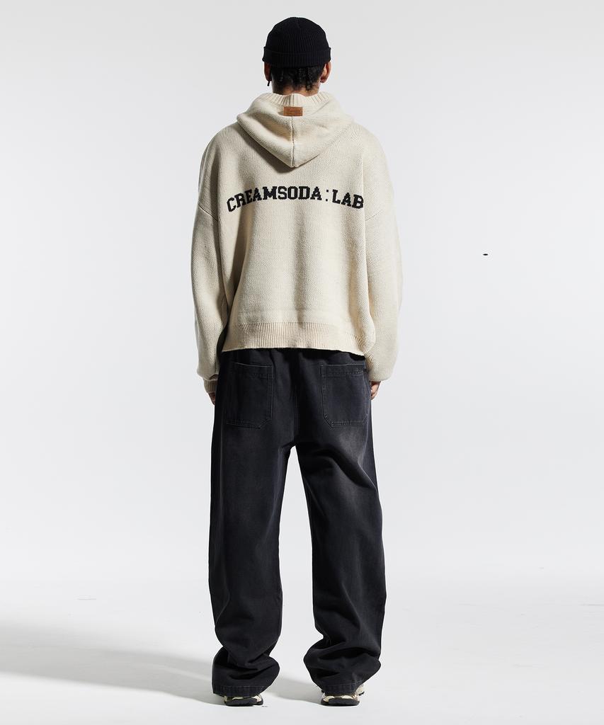 CREAM SODA LAB Basic Washed Wide Elastic Denim Pants Black