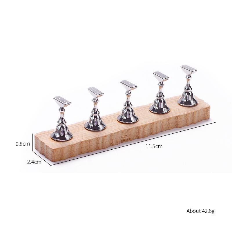 Solid Wood Magnetic Nail Art Holder for Beginners and Artists