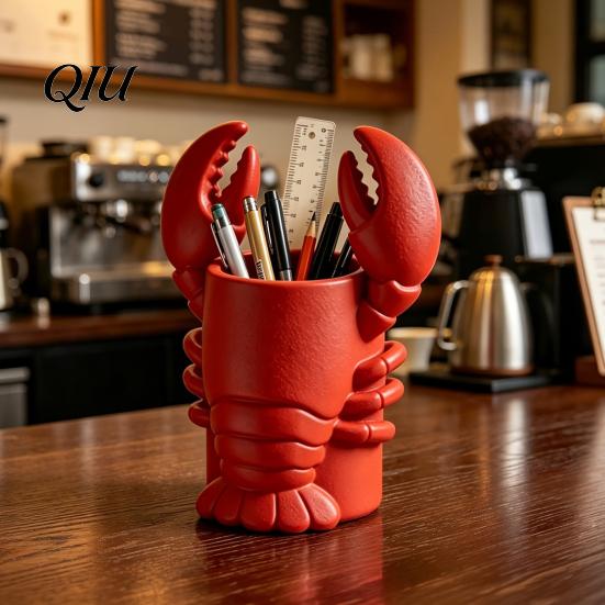 Eye-catching Desk Decor Lobster Pen Holder, Halloween Funny Sea Animal Pencil Stand, Creative Multifunctional Cup Organizer for Brushes Makeup Tools,
