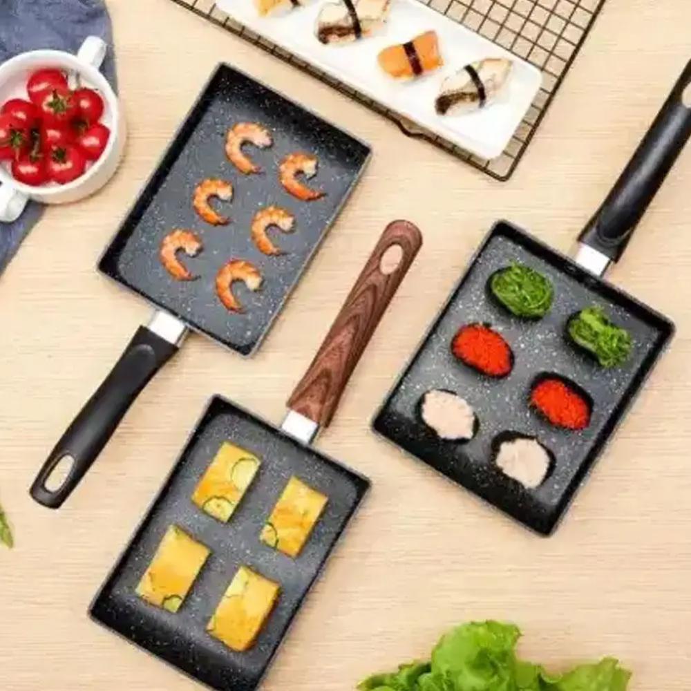 Pot Square Frying Pan Flat Bottom Mini Egg Cooker Non-stick Fried Cooking Griddle Breakfast Pan Egg Roll Frying Pan Fried Eggs