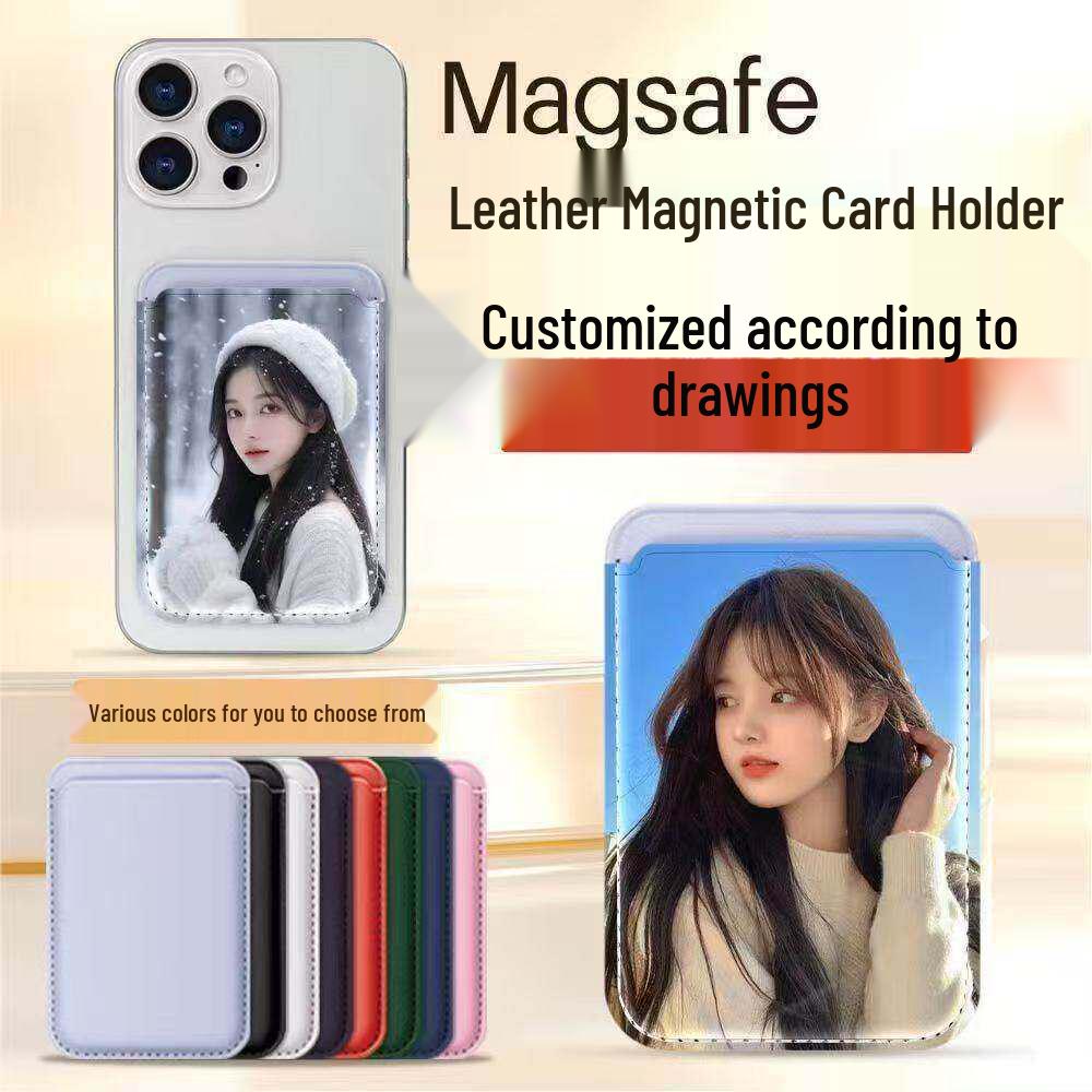 Colorful Floral Leather MAGsafe Card Holder for Apple Phone Cases Single Card Holder