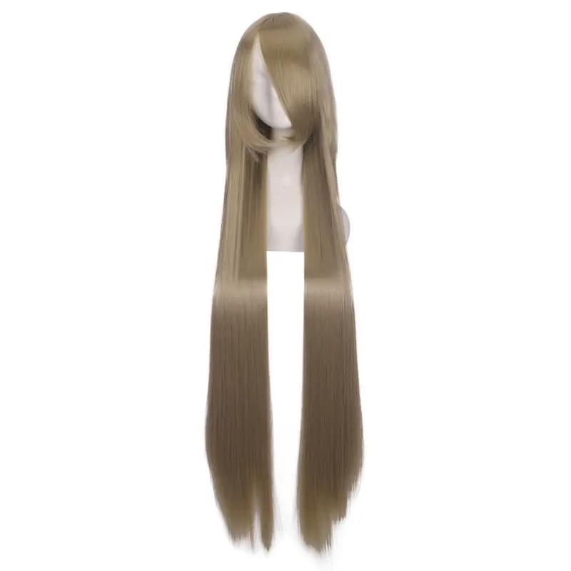 100cm Colored Straight Bangs Women's Synthetic Wig Heat Resistant Fiber Multi Color Party Anime Roleplay Free Wig Cap