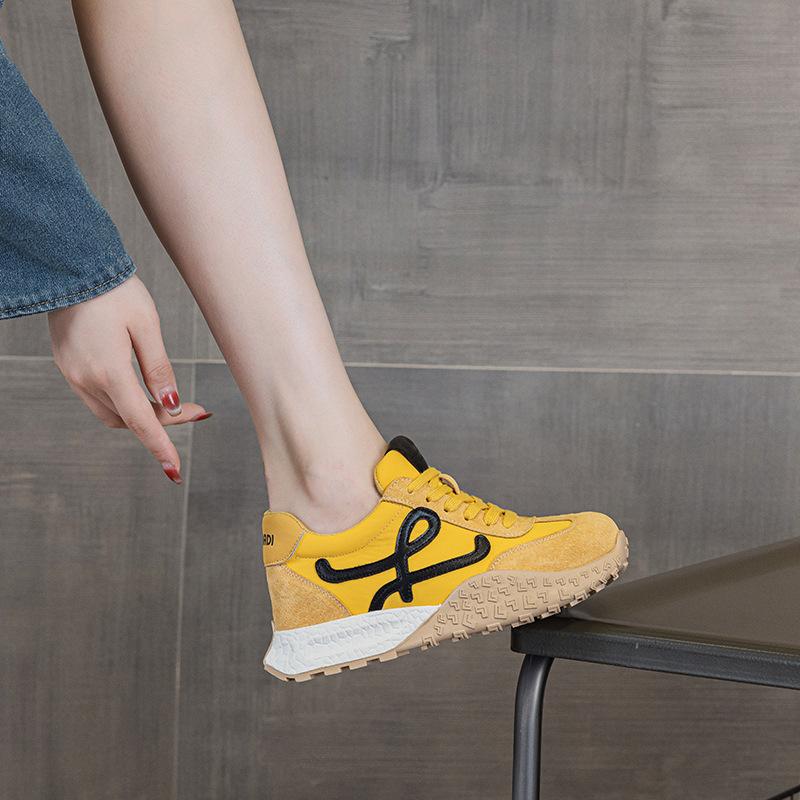 Platform-soled Dad Shoes Women's 2025 Autumn New Trend Breathable and Heightened Forrest Gump Shoes Lightweight Soft-soled Casual Sports Shoes