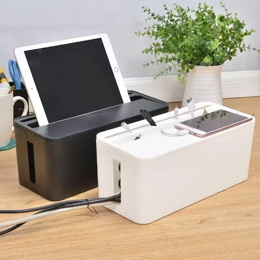 with Plastic Lid Household Cable Management Box Storage Bin Power Cord Case  Plug-in Board