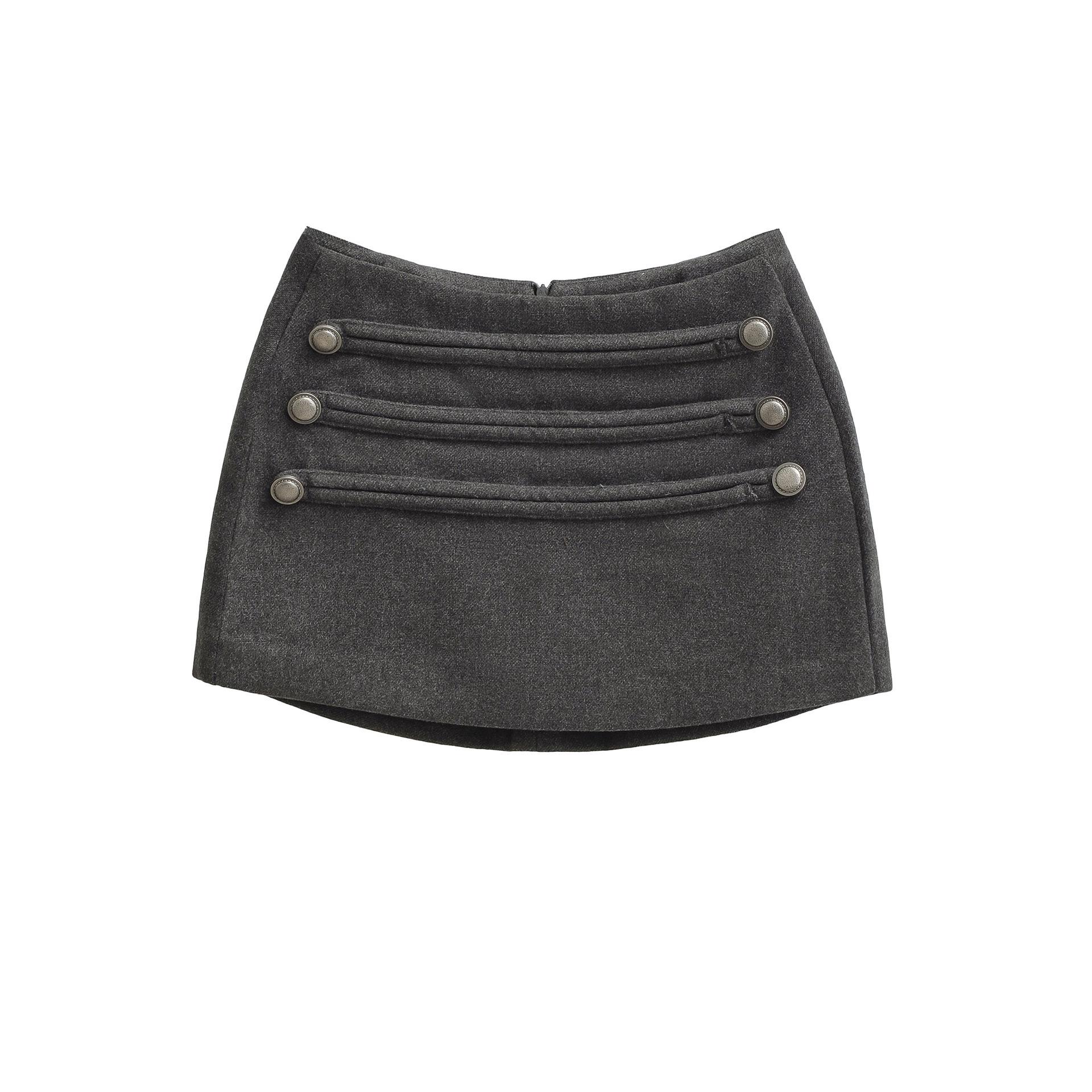 

Elegant Low-Waist Wool Skirt, Double-Breasted, Autumn/Winter Hip-Hugging Design for Women Small темно-серого