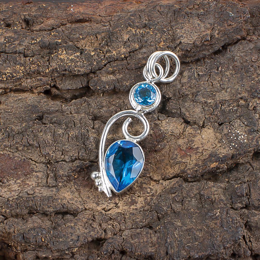 Swiss Blue Topaz Pendant Gemstone, 925 Sterling Silver Pendant Jewelry, Handmade Pendant, Silver Jewelry For Gift