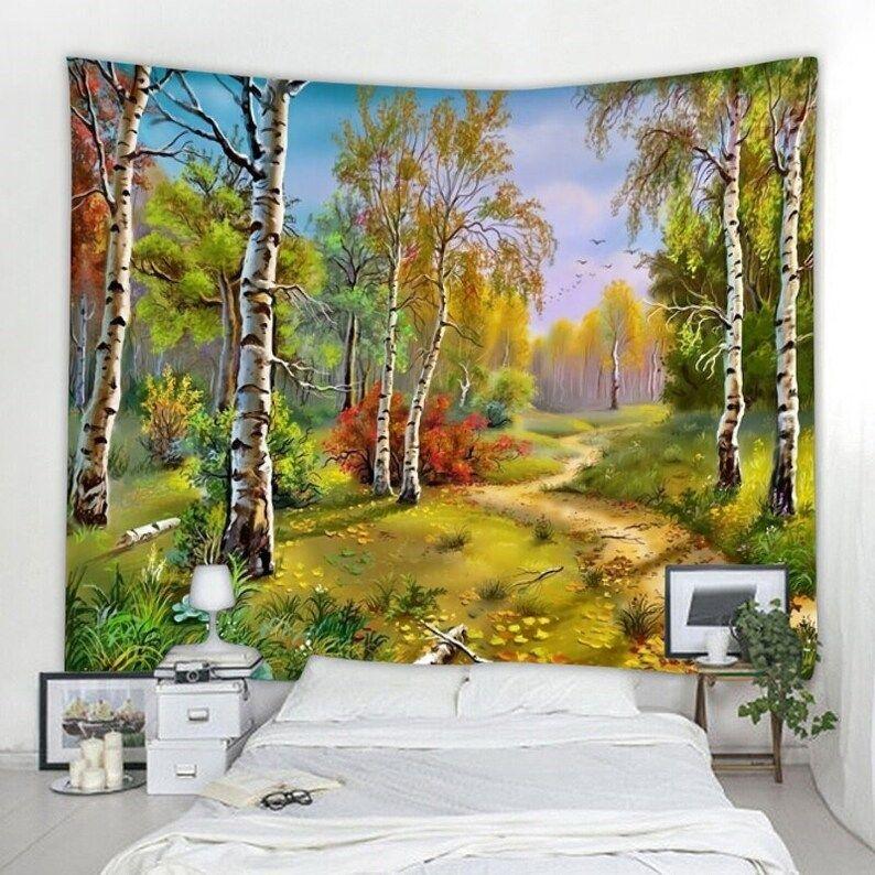 Birch tapestry nature art 75x100 чёрный