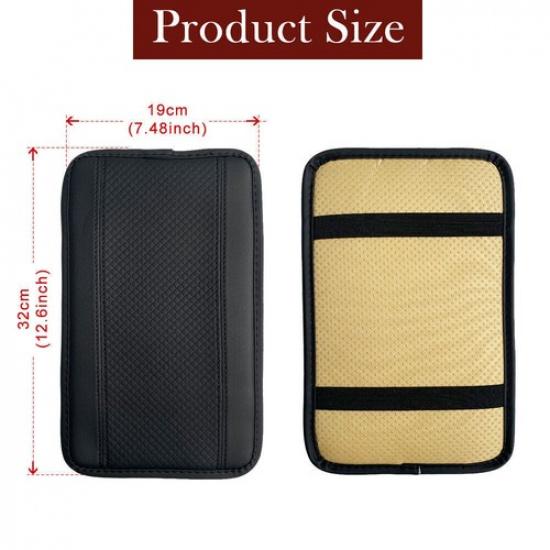 Black Leather Armrest Cushion Cover Center Console Box Mat Car Protector Pad