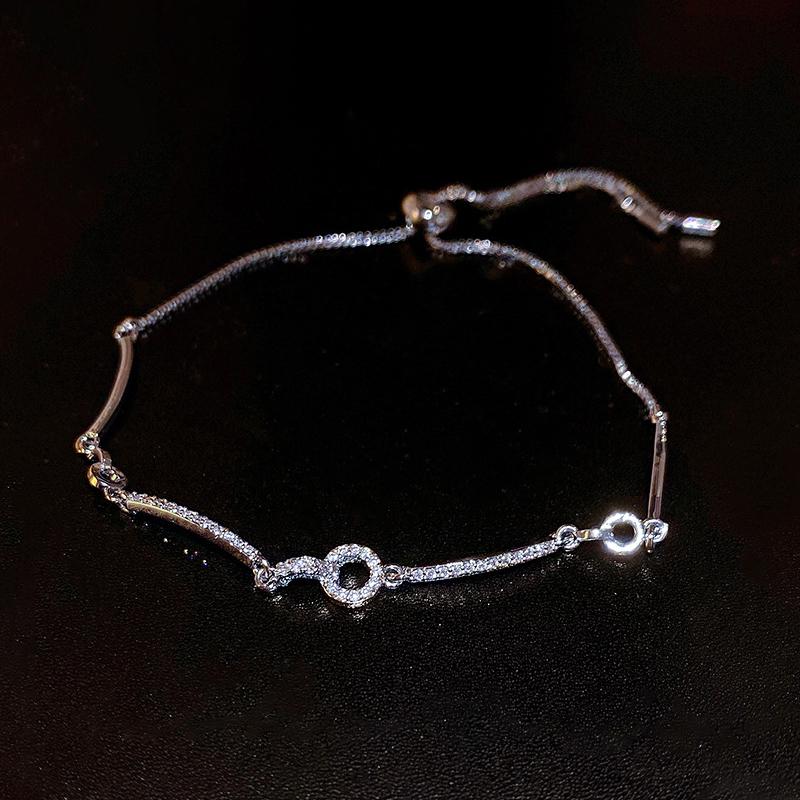 Korean Geometric Micro-Pavé Luxury Bracelet - Trendy  Hand Jewelry For Women Daily Party Accessories