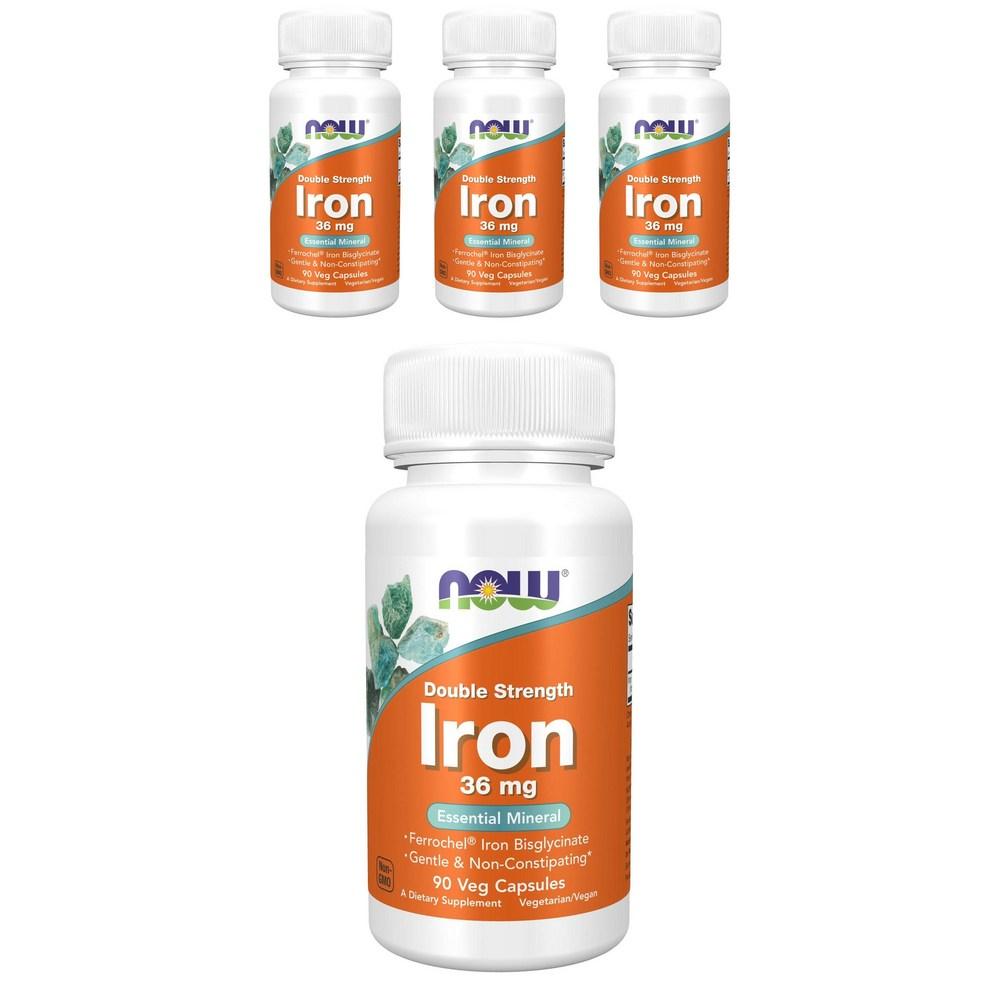 Now Foods Iron 36mg Veggie Capsules 90 Tablets (4 Pcs)