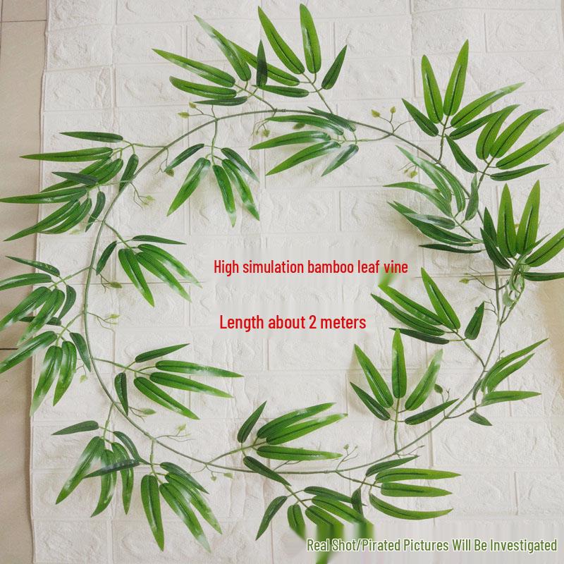2-Meter Artificial Bamboo Leaf Garland - Green Hanging Rattan Vine for Decoration