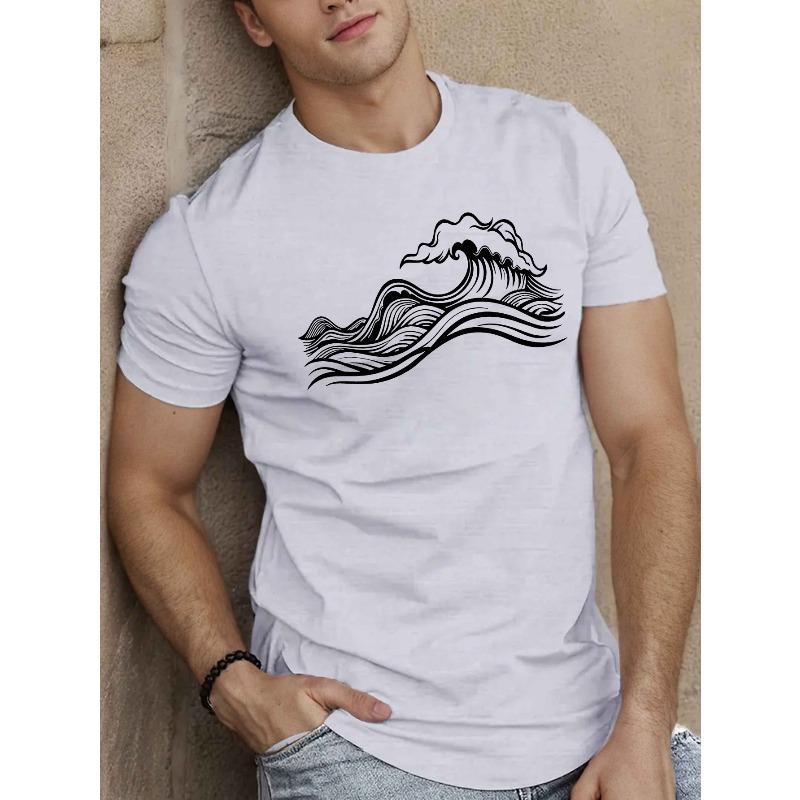 European Size Waves Men'S Short Sleeve T-shirt Summer T-shirt Top