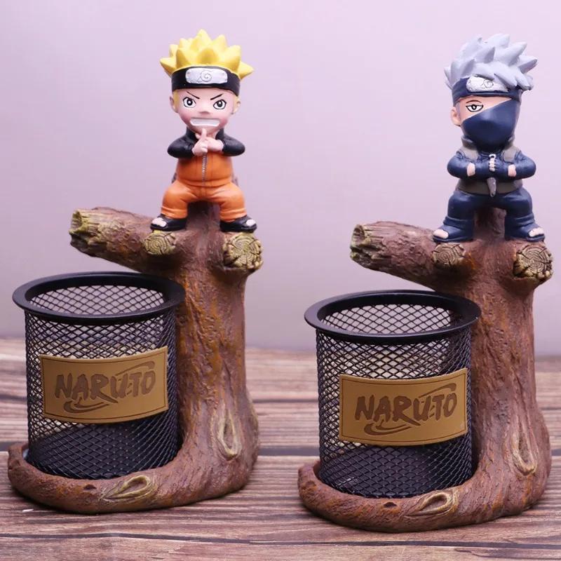 Anime Cartoon Naruto Charakter Harz Dekoration Desktop Aufbewahrung Stifthalter Kreatives Schülergeschenk Metallgitter Stifthalter