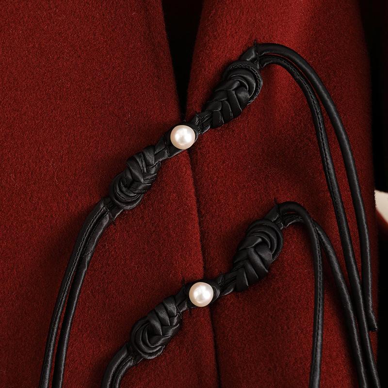 Double-sided Wool Coat Women's Short Autumn and Winter New Chinese Buckle Wool Coat Women's Small