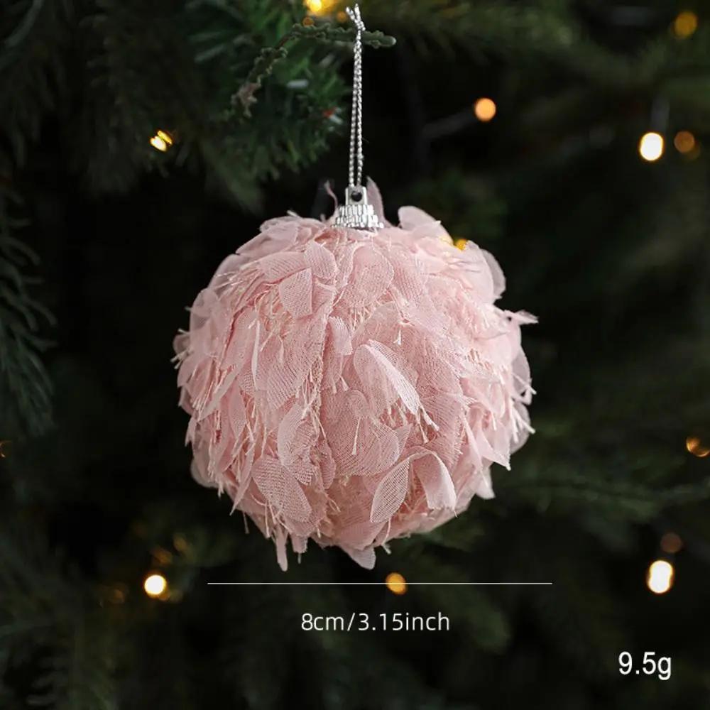 Exquisite Pink Christmas Tree Ornaments Foam Ball Xmas Tree Hangings Petal DIY Xmas Tree Hanging Xmas Decorations