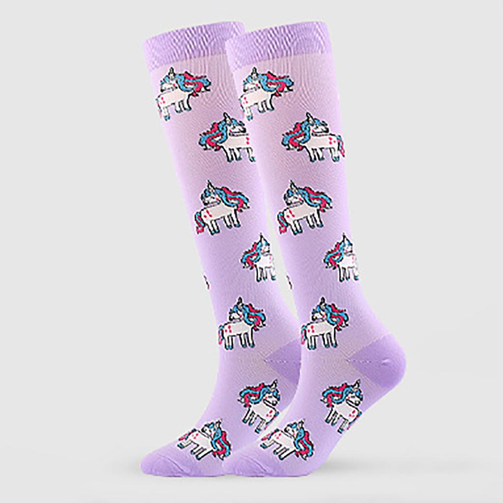 Női Izzadságelnyelő Rajzfilmnyomatos Nylon Hosszú Szárú Kompressziós Kültéri Sportzokni