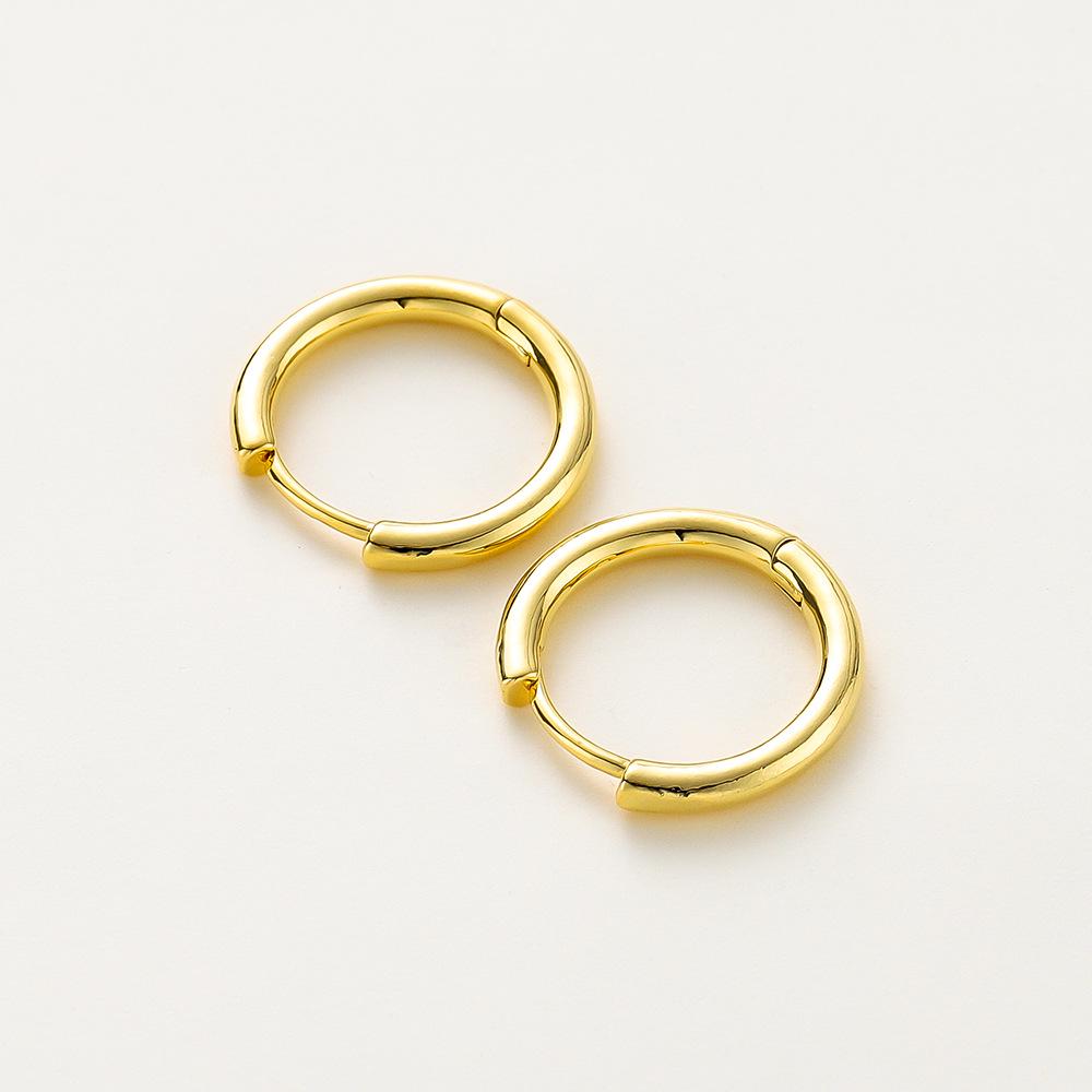 

Крупные круглые серьги-кольца с золотым покрытием 14к/18к - DIY аксессуары для ювелирных изделий с долговечным сохранением цвета, полированная отделка 4 pieces (15*2.2mm)