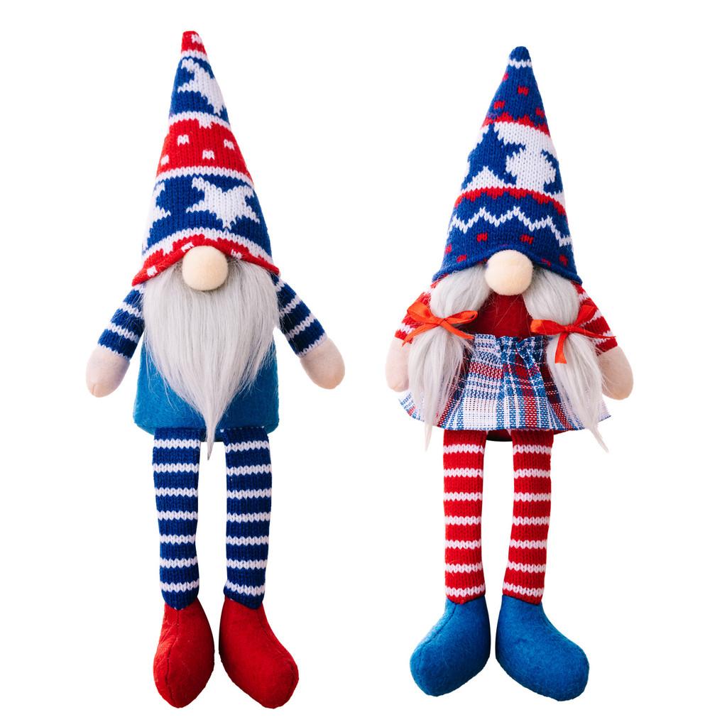 Festive Independence Day Gnome Figurine With Knitted Hat And Hanging Legs For Patriotic Celebrations