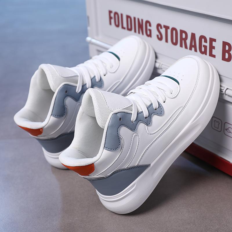 Dámské vysoké boty na skateboard s tlustým dnem Dívčí Studentské Ležérní Vycházkové Bílé kotníkové boty Obuv na platformě pro zvýšení výšky