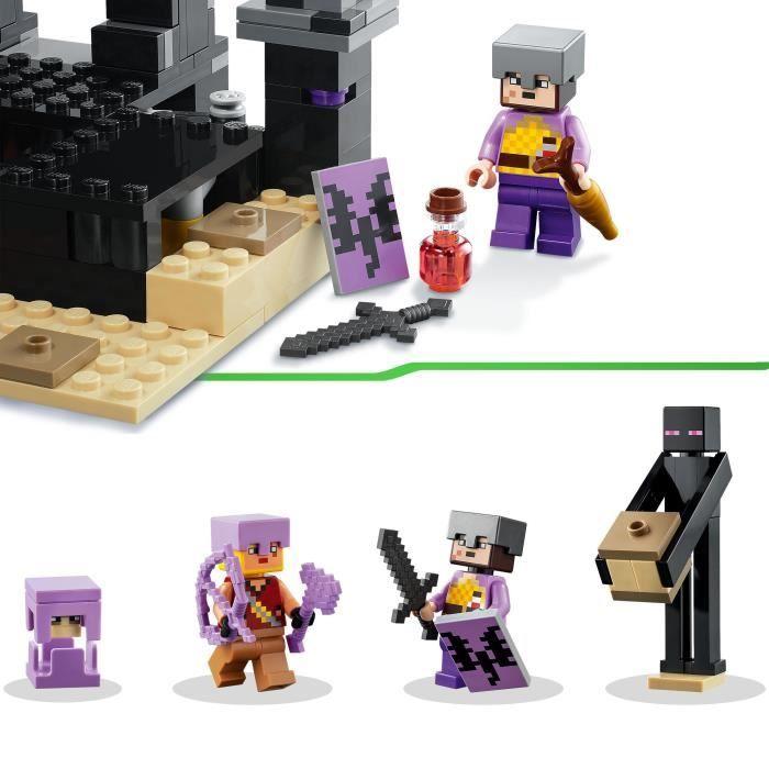 Lego minecraft 21242 l’arène de l’end, jouet avec lave, figurine dragon de l'ender et enderman