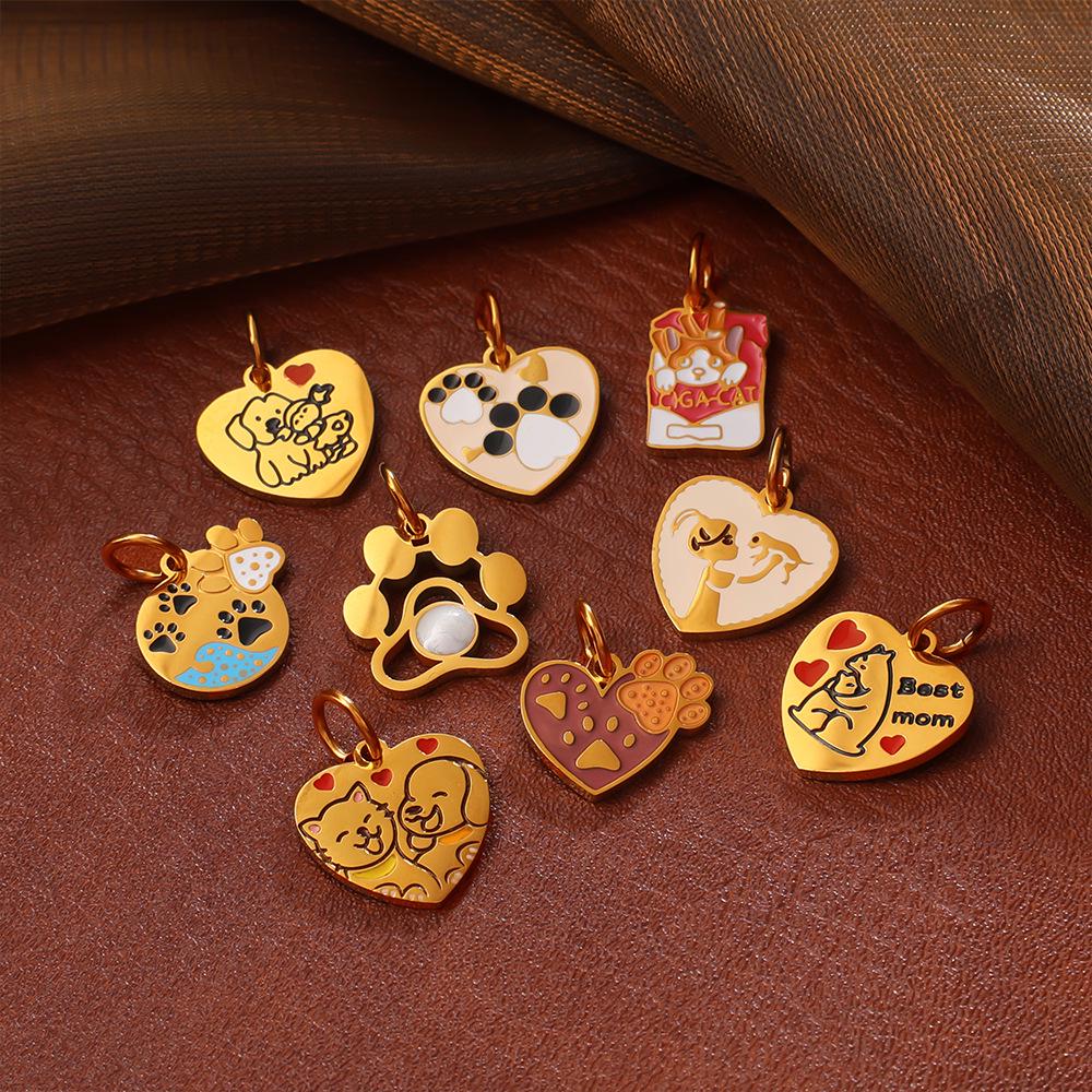 Cartoon Pet Series Stainless Steel Necklace & Bracelet Pendant for Women