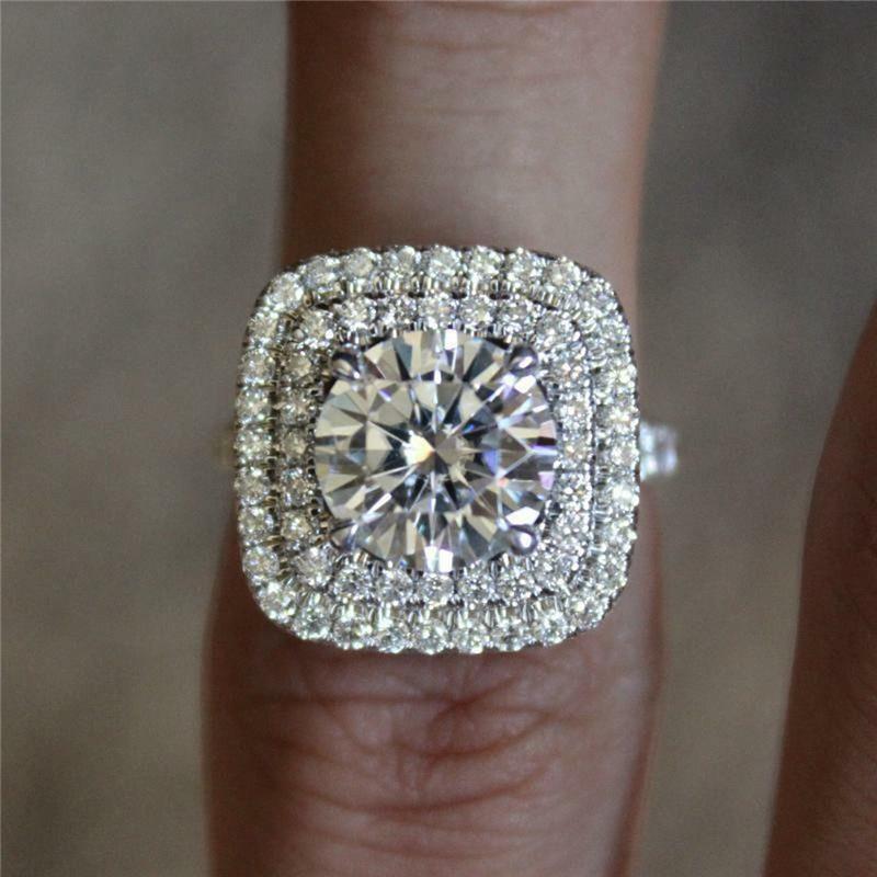 New Classic Cushion Shaped Rings Women Gorgeous Proposal Engagement Ring for Girlfriend Love Gift Wedding Bands CZ Jewelry