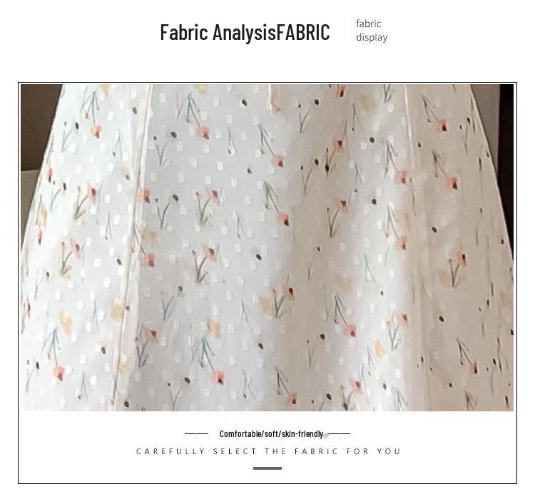 French Sweet Floral Chiffon Square Neck Dress for Women