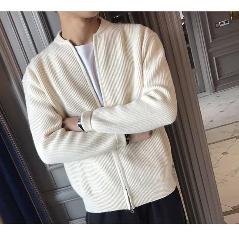 Autumn and Winter 2025 New Sweater Jacket Men's Solid Color Knitted Cardigan Men's Trendy Brand Long-sleeved Slim-fit Clothes