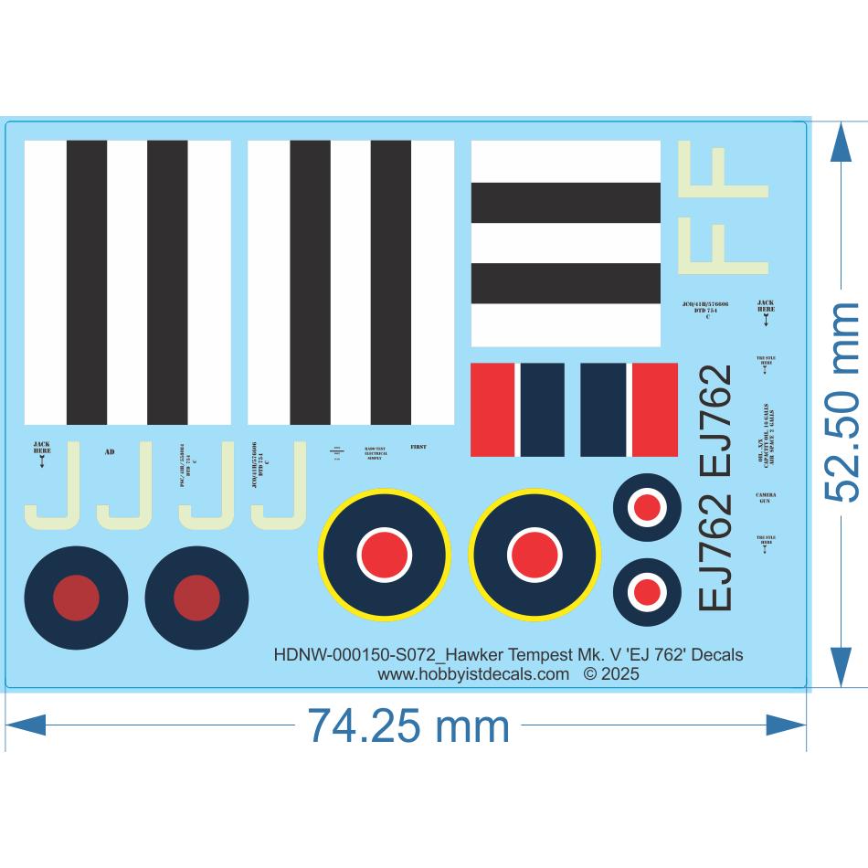 Hawker Tempest Mk. V  EJ 762  Decals - 1/72  - Water Decal